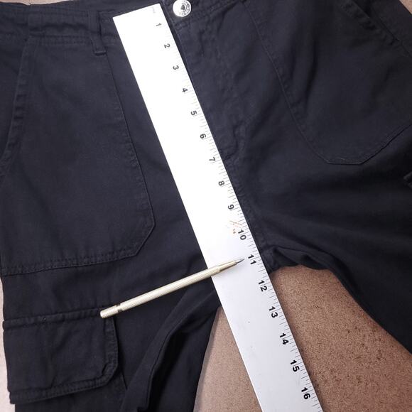 Zara Wide Leg Cargo Pants Womens 6 Black Utility Pockets Streetwear Boho Skater - Picture 5 of 12